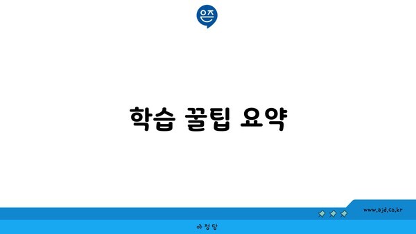 학습 꿀팁 요약