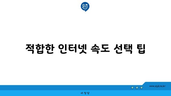 적합한 인터넷 속도 선택 팁