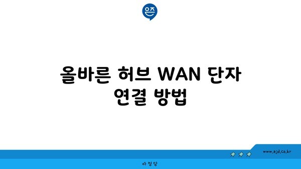 올바른 허브 WAN 단자 연결 방법