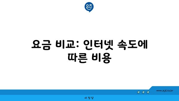 요금 비교: 인터넷 속도에 따른 비용