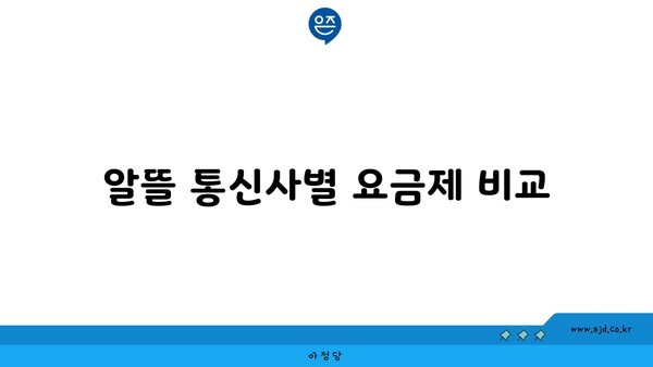 알뜰 통신사별 요금제 비교