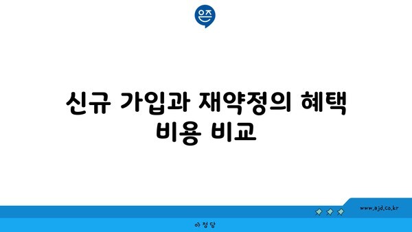 신규 가입과 재약정의 혜택 비용 비교