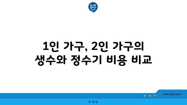 1인 가구, 2인 가구의 생수와 정수기 비용 비교