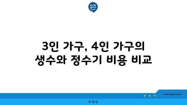 3인 가구, 4인 가구의 생수와 정수기 비용 비교