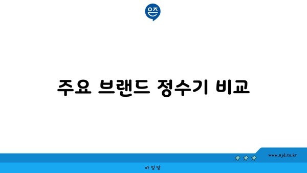 주요 브랜드 정수기 비교