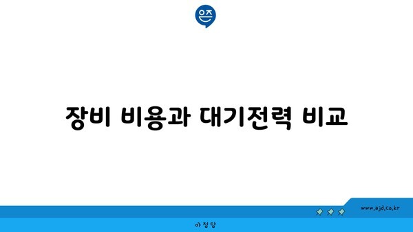 장비 비용과 대기전력 비교