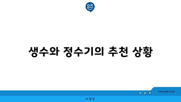 생수와 정수기의 추천 상황