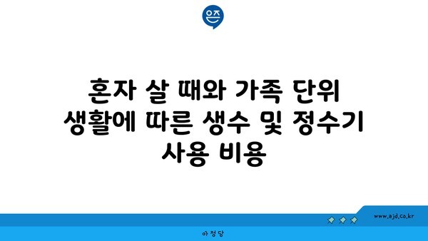 혼자 살 때와 가족 단위 생활에 따른 생수 및 정수기 사용 비용