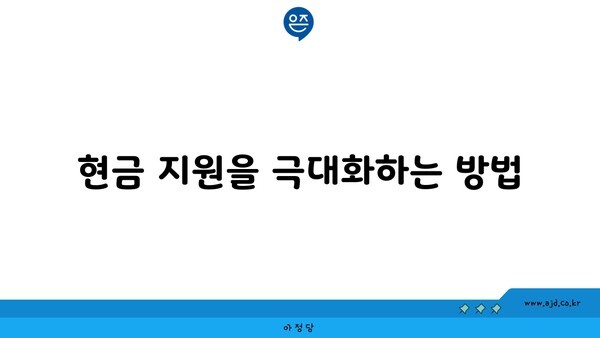 현금 지원을 극대화하는 방법