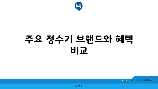 주요 정수기 브랜드와 혜택 비교