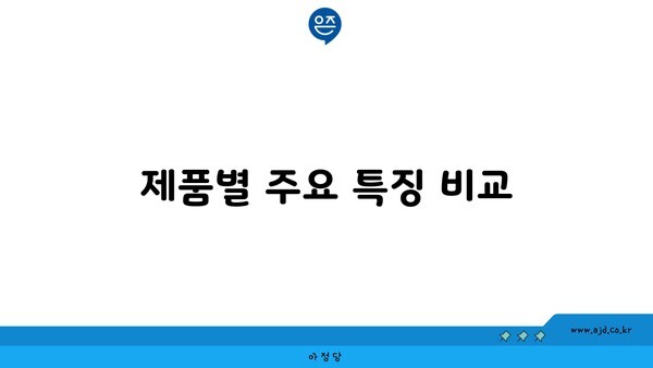 제품별 주요 특징 비교