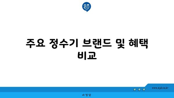 주요 정수기 브랜드 및 혜택 비교