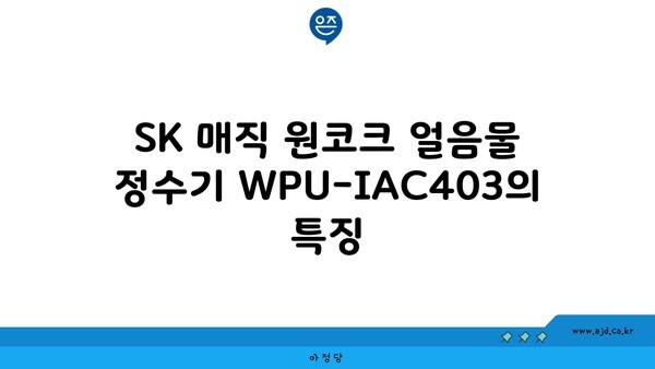 SK 매직 원코크 얼음물 정수기 WPU-IAC403의 특징