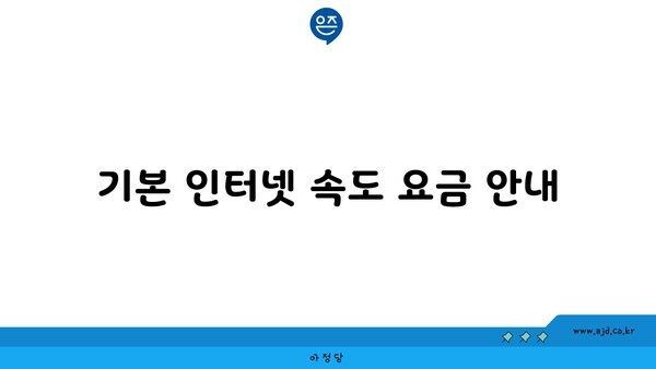 기본 인터넷 속도 요금 안내