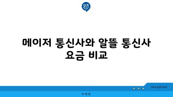 메이저 통신사와 알뜰 통신사 요금 비교