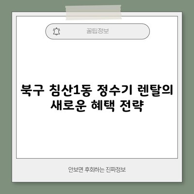 북구 침산1동 정수기 렌탈의 새로운 혜택 전략