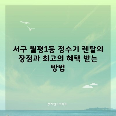 서구 월평1동 정수기 렌탈의 장점과 최고의 혜택 받는 방법