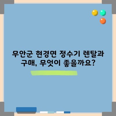 무안군 현경면 정수기 렌탈과 구매, 무엇이 좋을까요?