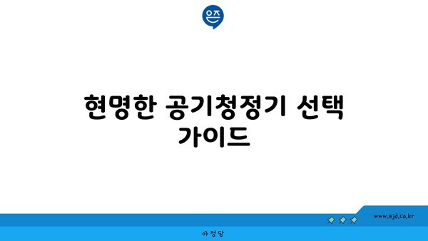 현명한 공기청정기 선택 가이드