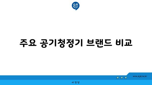 주요 공기청정기 브랜드 비교