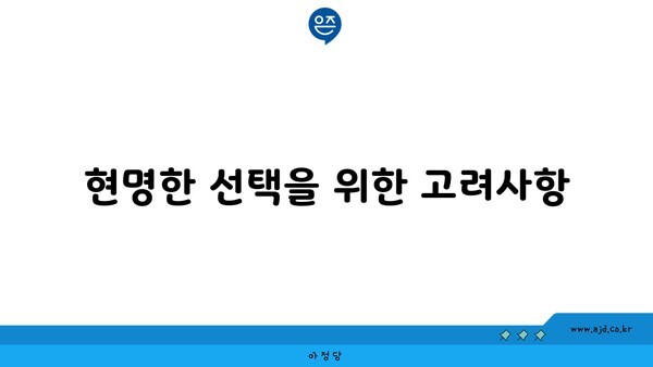 현명한 선택을 위한 고려사항