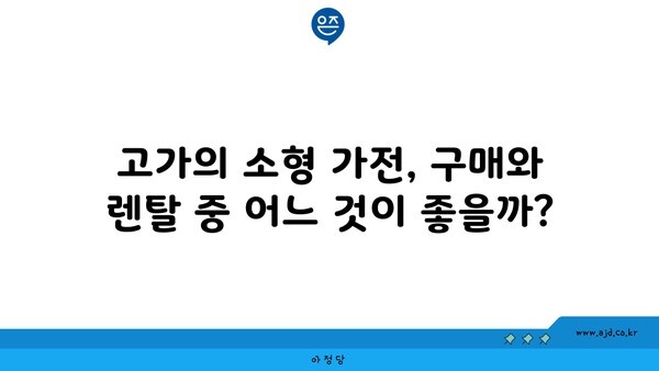 고가의 소형 가전, 구매와 렌탈 중 어느 것이 좋을까?