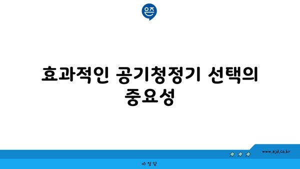 효과적인 공기청정기 선택의 중요성