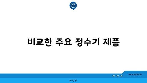비교한 주요 정수기 제품