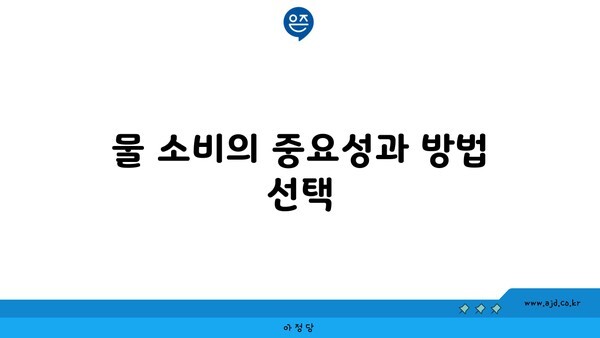 물 소비의 중요성과 방법 선택