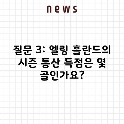 질문 3: 엘링 홀란드의 시즌 통산 득점은 몇 골인가요?